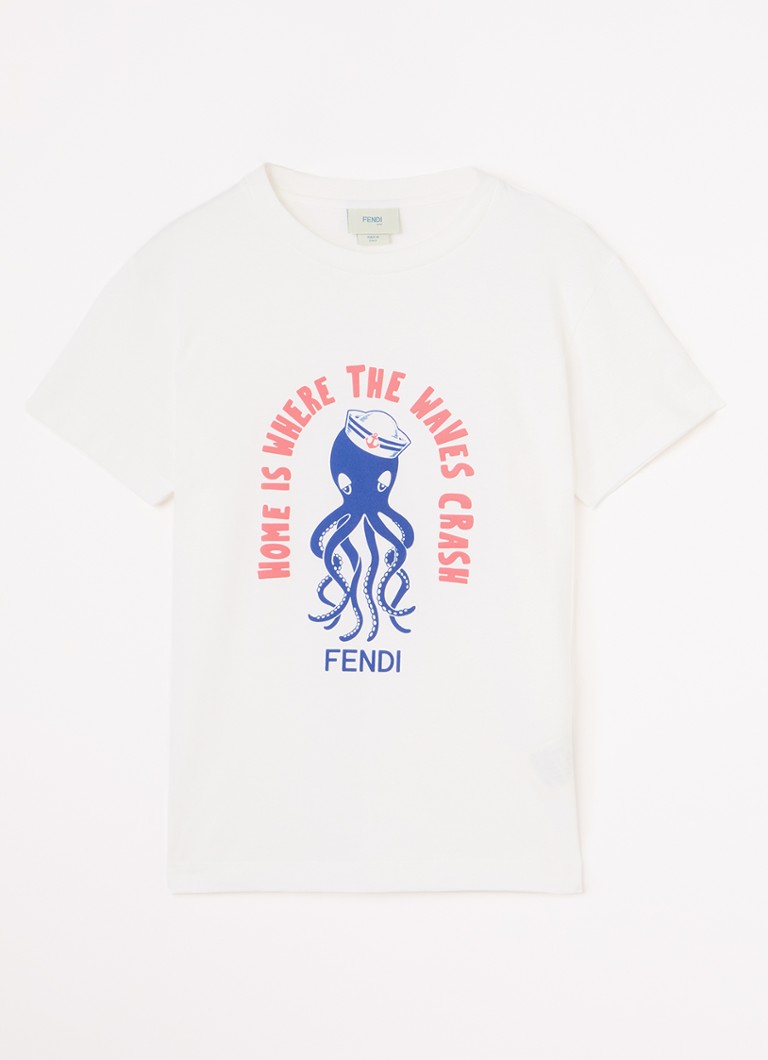 Fendi Jongens T-shirt met print in de kleur Wit, maat: 4A=104