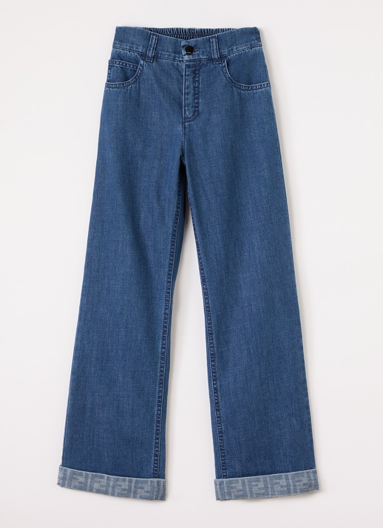 Fendi Jongens Straight leg jeans met donkere wassing in de kleur Indigo, maat: 8A=128