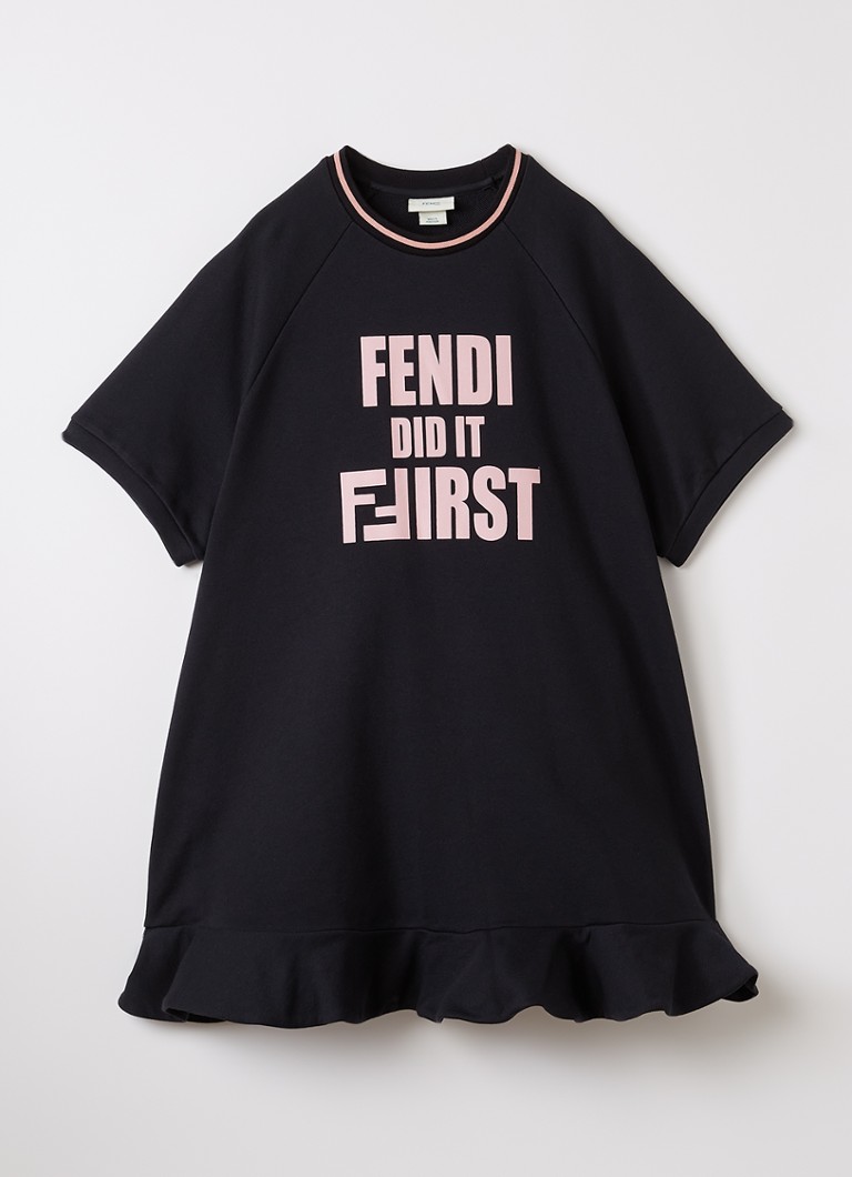 Fendi Meisjes Tennisjurk met logoprint in de kleur Zwart, maat: 6A=116