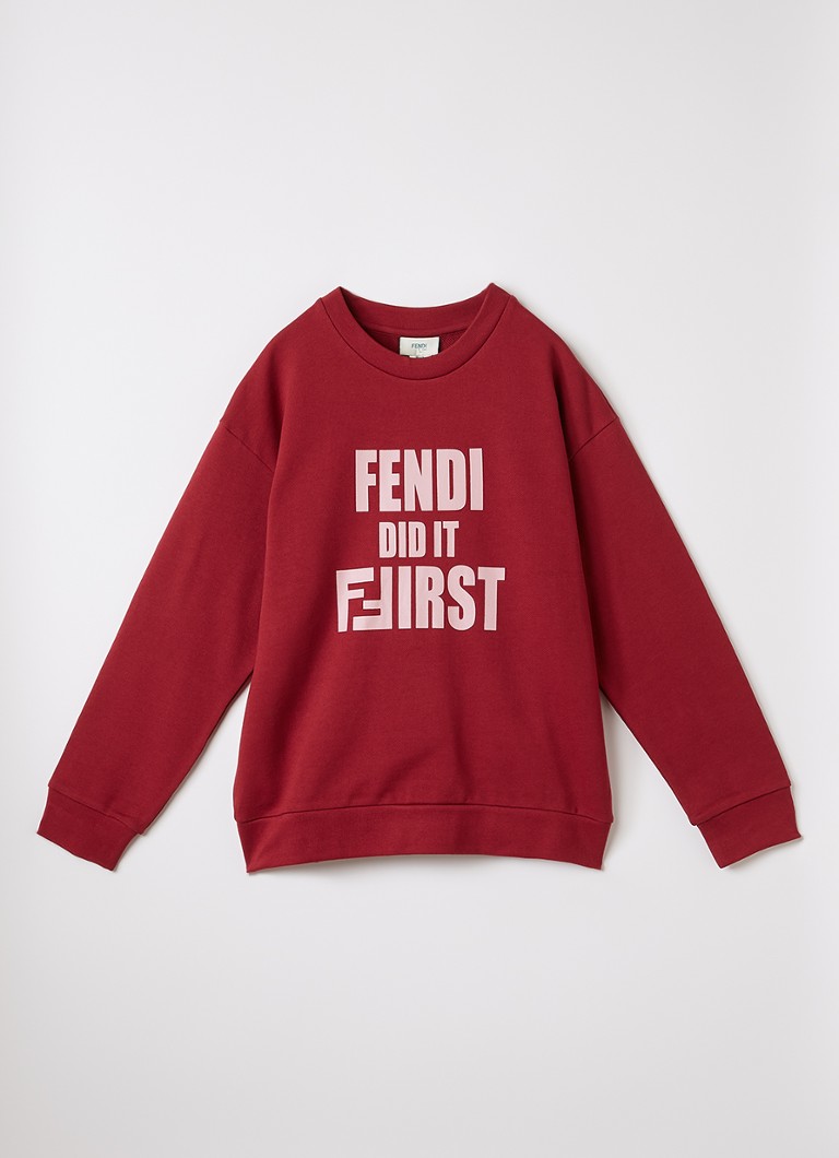 Fendi Meisjes Sweater met logoprint in de kleur Donkerrood, maat: 4A=104