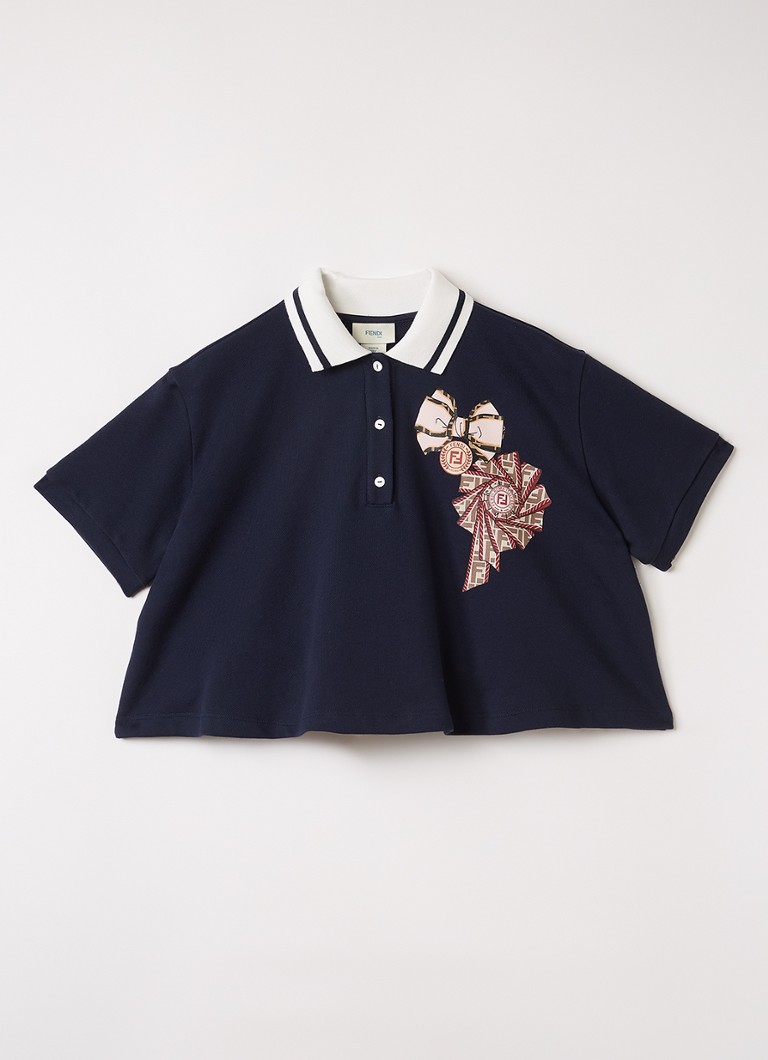 Fendi Meisjes Oversized polo met logoprint in de kleur Donkerblauw, maat: 12+=164