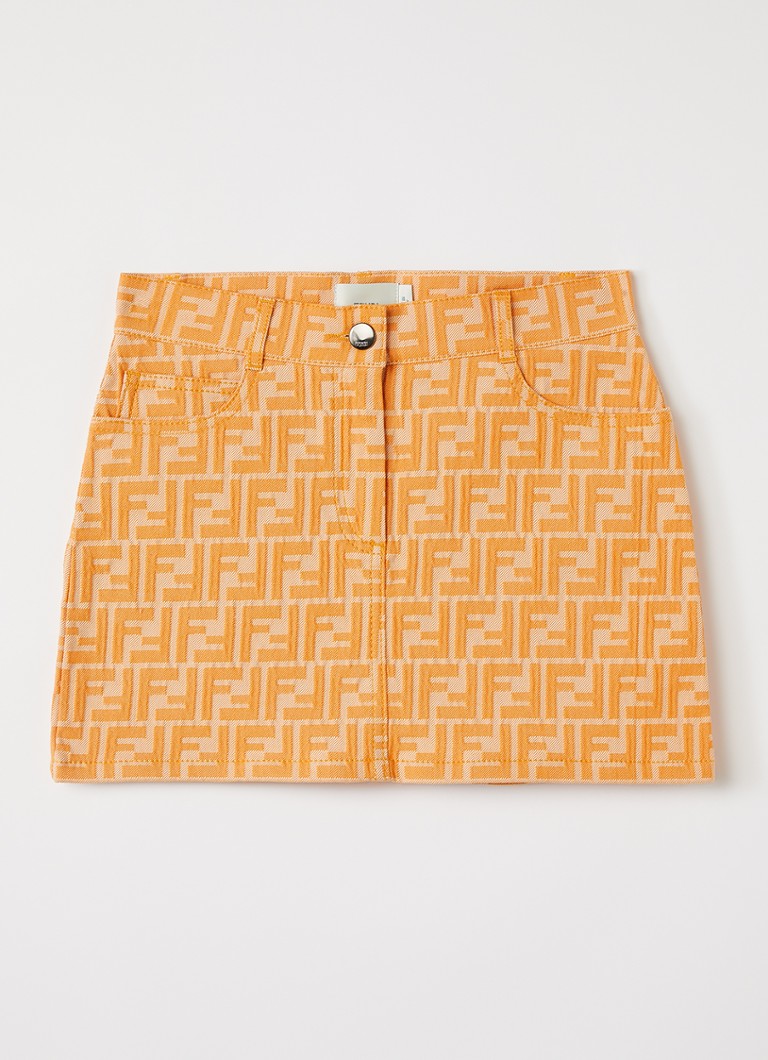 Fendi Meisjes Gonna minirok met logoborduring in de kleur Oranje, maat: 12+=164
