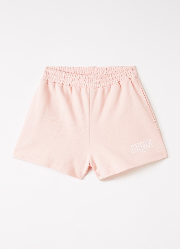 Fendi Meisjes Felpa straight fit korte joggingbroek met logo in de kleur Lichtroze, maat: 12+=164