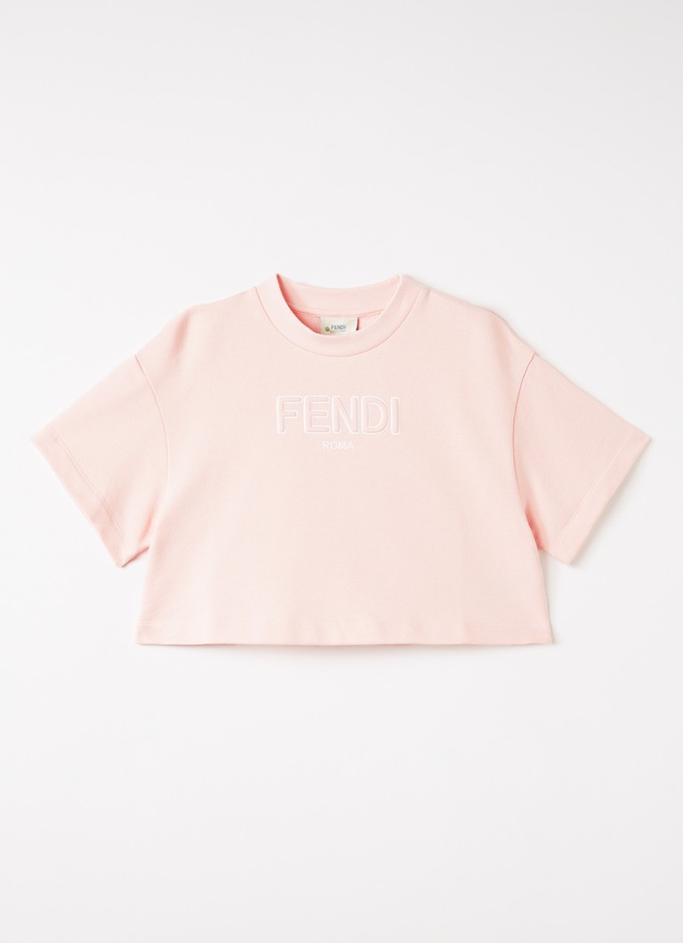 Fendi Meisjes Felpa T-shirt met logoprint in de kleur Lichtroze, maat: 12+=164