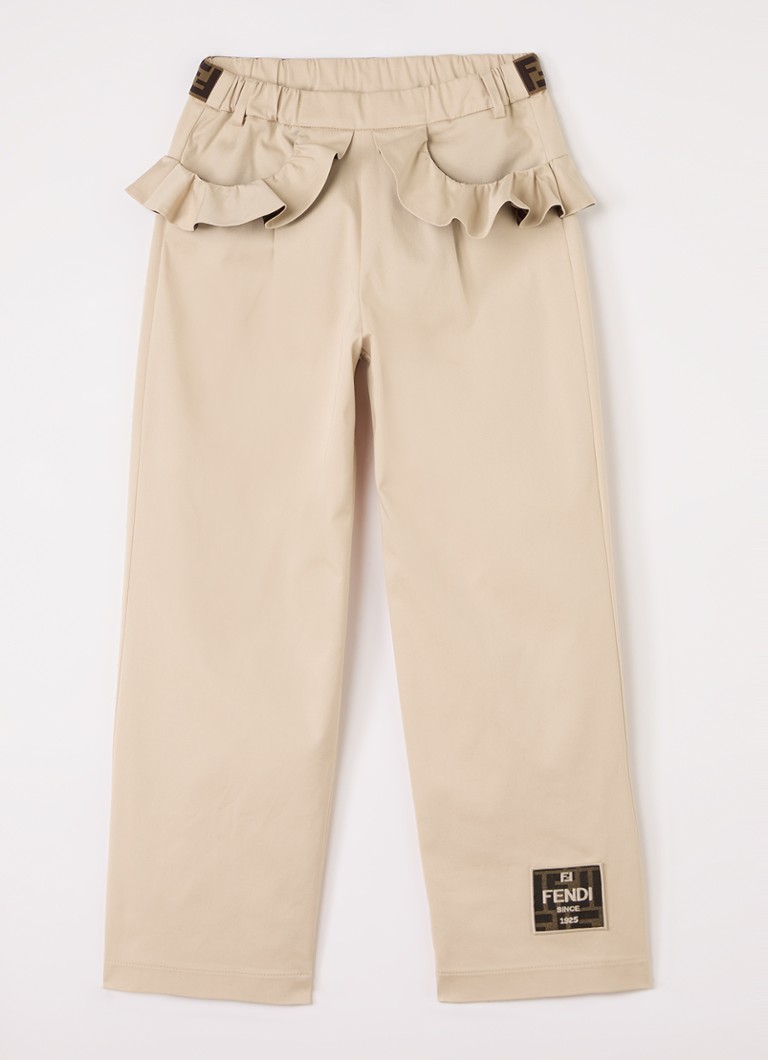 Fendi Meisjes Straight fit broek met steekzakken in de kleur Beige, maat: 10J=140