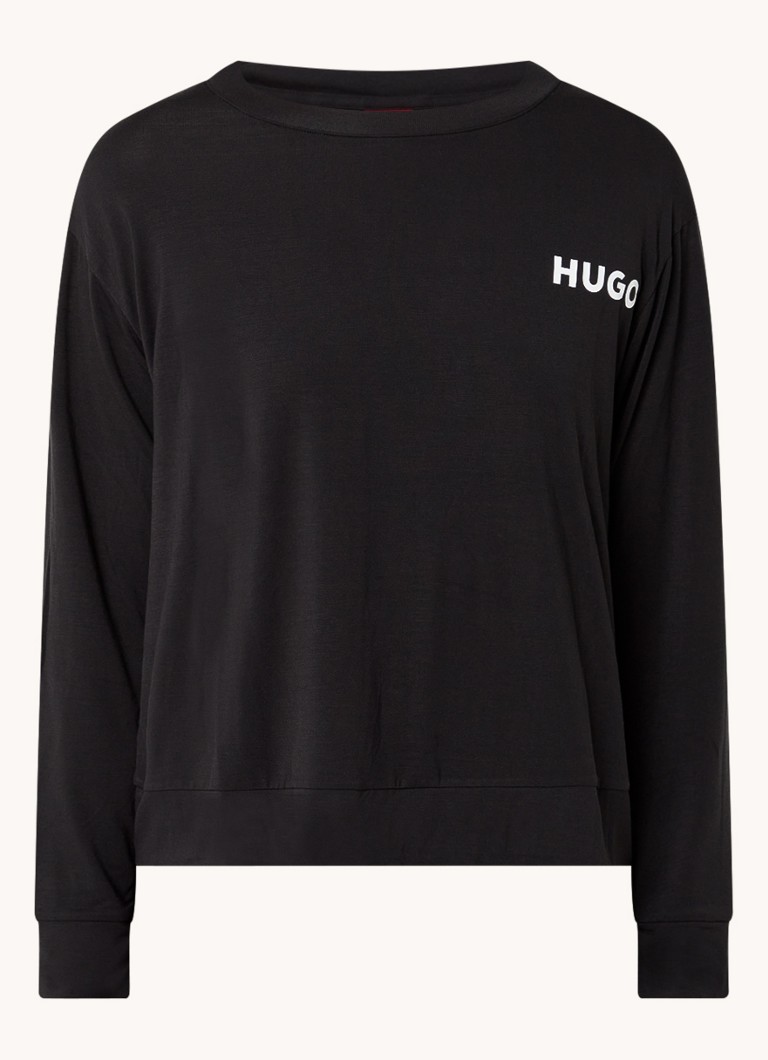 HUGO Dames Unite pyjamatop met logo in de kleur Zwart