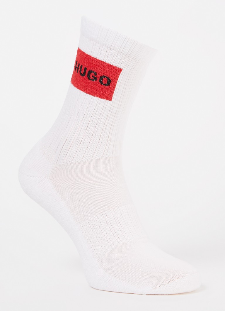 HUGO Heren Sportsokken met logo in 2-pack in de kleur Wit