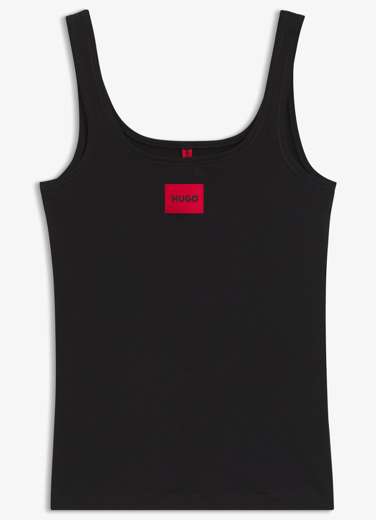 HUGO Dames Tanktop met logo in de kleur Zwart