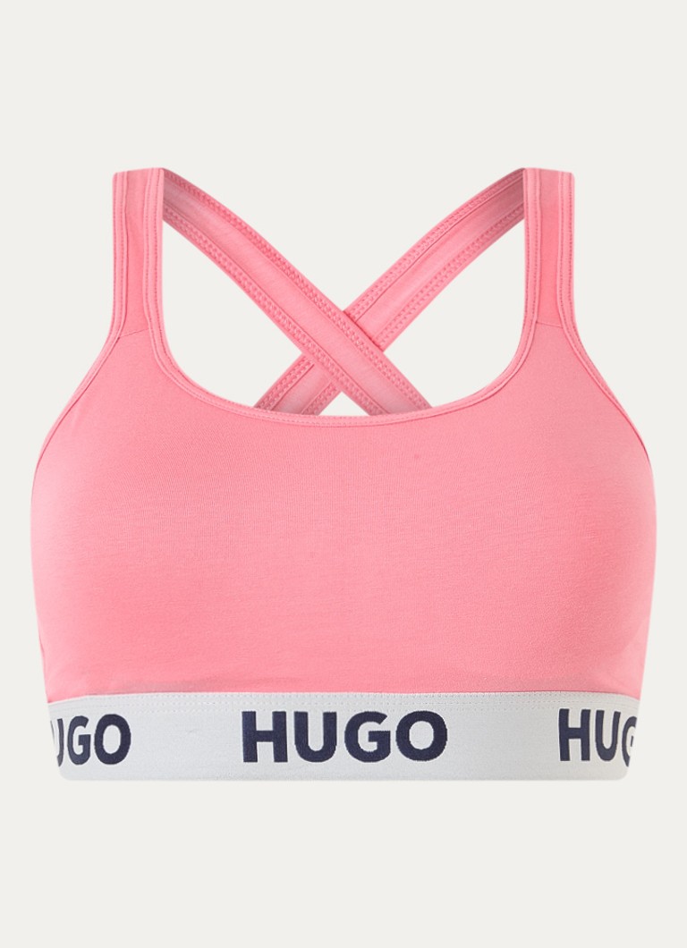 HUGO Dames Voorgevormde bralette met logoband in de kleur Roze