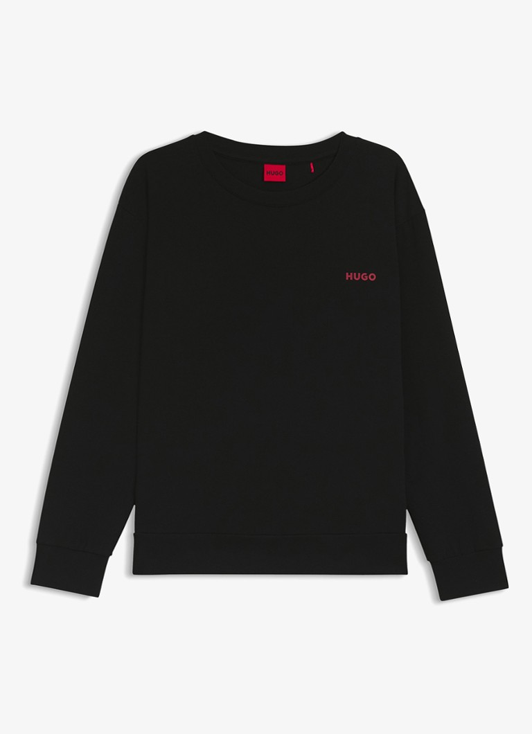 HUGO Dames Pyjamatop met logo in de kleur Zwart