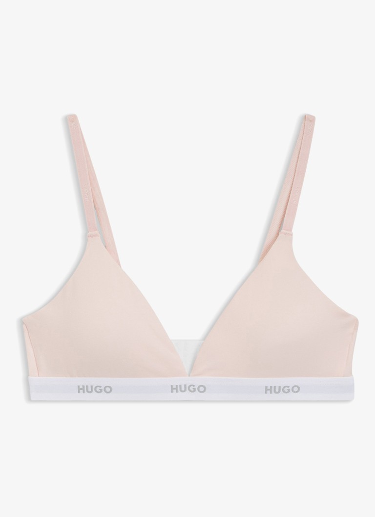 HUGO Dames Triangle voorgevormde bralette met logoband in de kleur Lichtroze