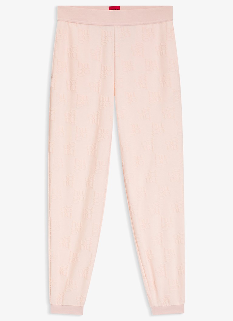 HUGO Dames High waist tapered fit joggingbroek met logoborduring in de kleur Lichtroze