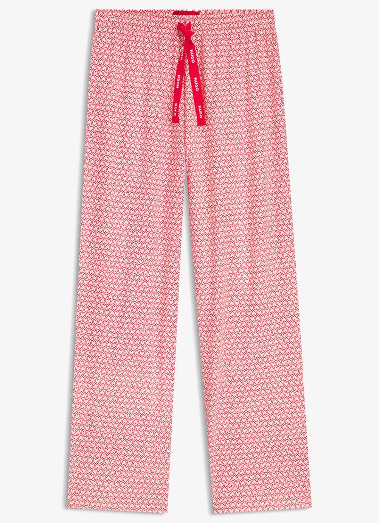 HUGO Dames Pyjamabroek van stretchjersey met all-over print in de kleur Lichtroze