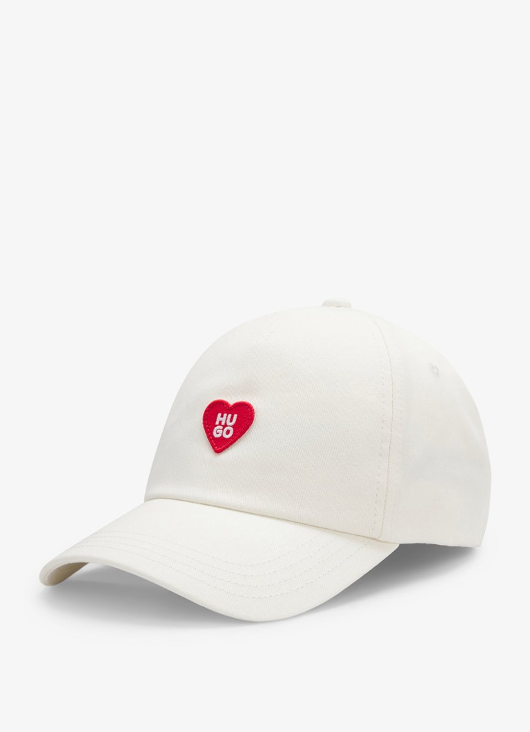 HUGO Dames Pet met logoprint in de kleur Open White-116 / Wit