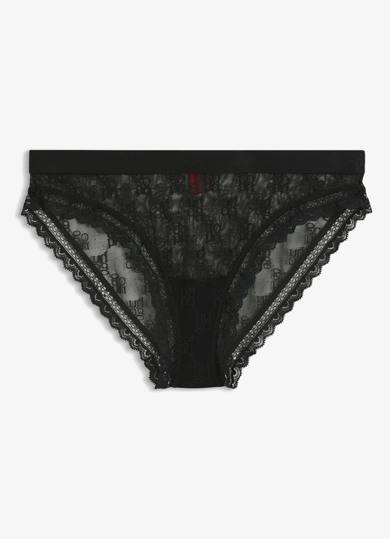 HUGO Dames Slip van kant in de kleur Zwart