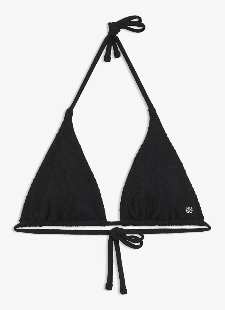 HUGO Dames Jacquard bikinitop met logo in de kleur Zwart