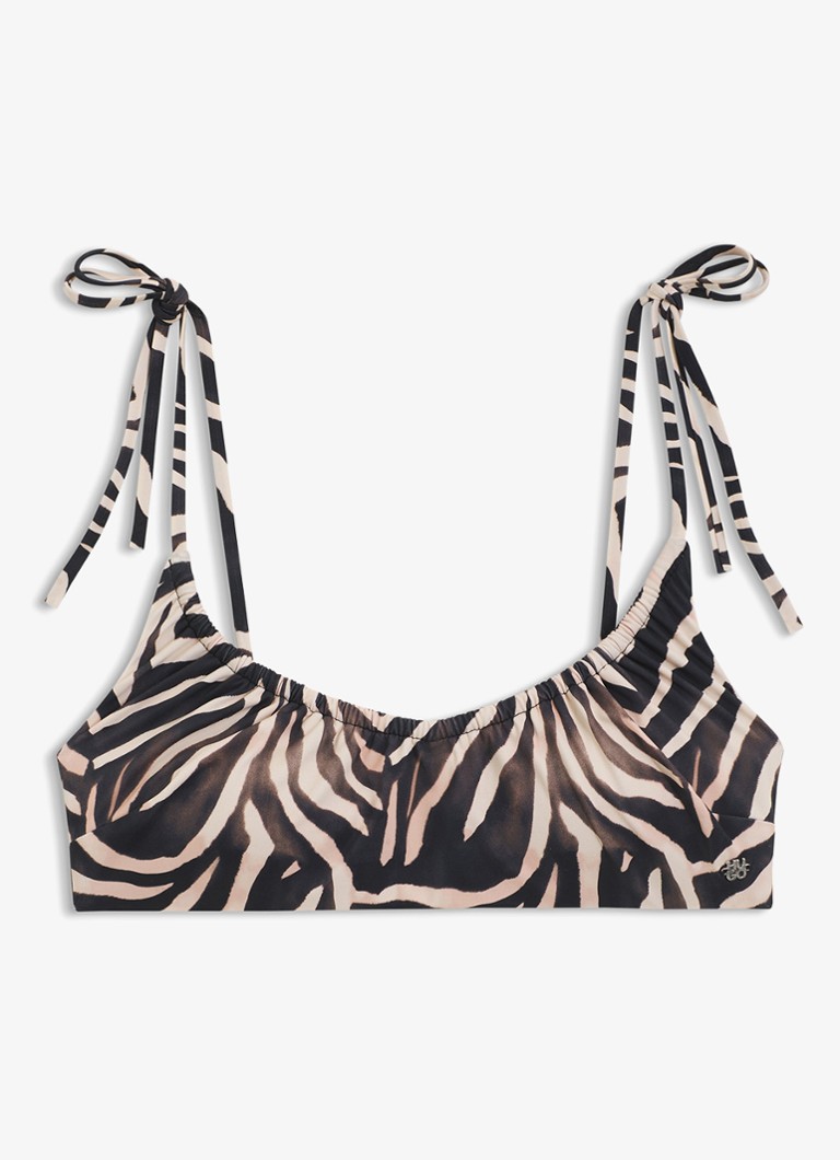 HUGO Dames Bikinitop met zebraprint in de kleur Zwart