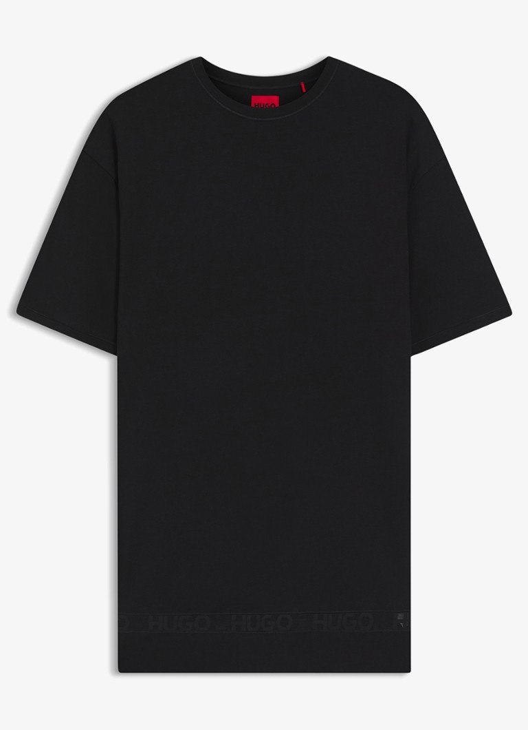 HUGO Dames Pyjamashirt met mesh detail in de kleur Zwart
