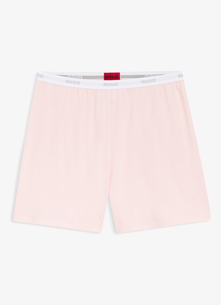 HUGO Dames Pyjamashort met logoband in de kleur Lichtroze