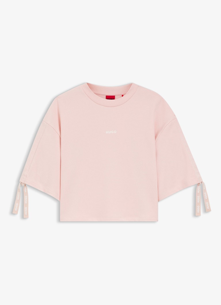 HUGO Dames T-shirt met logo in de kleur Lichtroze