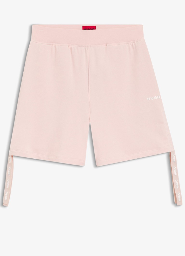 HUGO Dames Loose fit korte broek met logo in de kleur Lichtroze