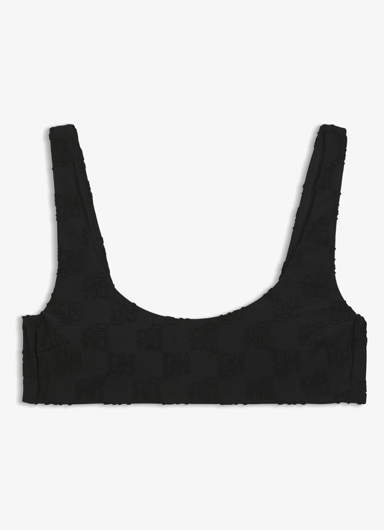 HUGO Dames Bikinitop met logoborduring en uitneembare vulling in de kleur Black-001 / Zwart