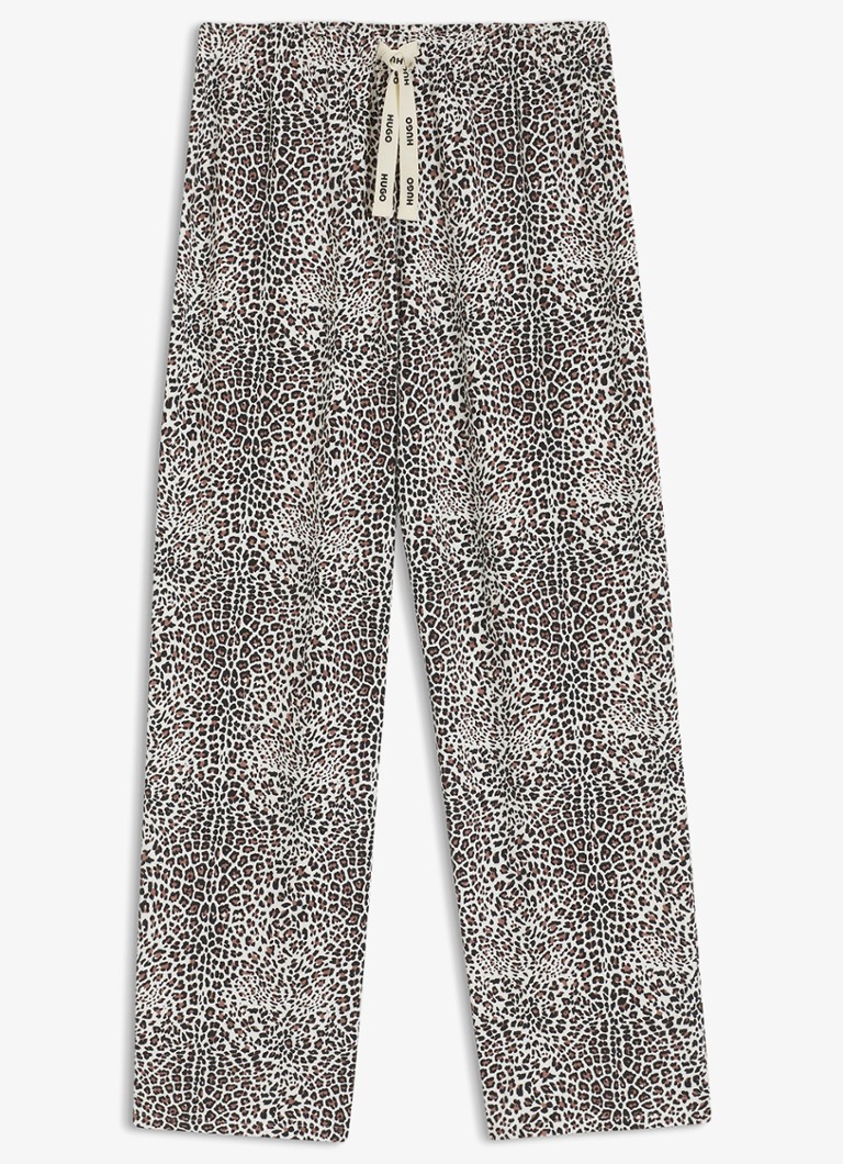 HUGO Dames Pyjamabroek van stretchjersey met all-over print in de kleur Lichtbruin
