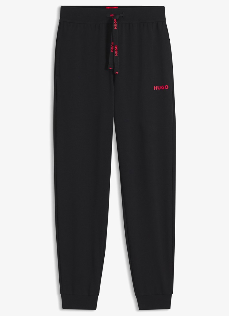 HUGO Dames High waist tapered fit joggingbroek met logo in de kleur Zwart