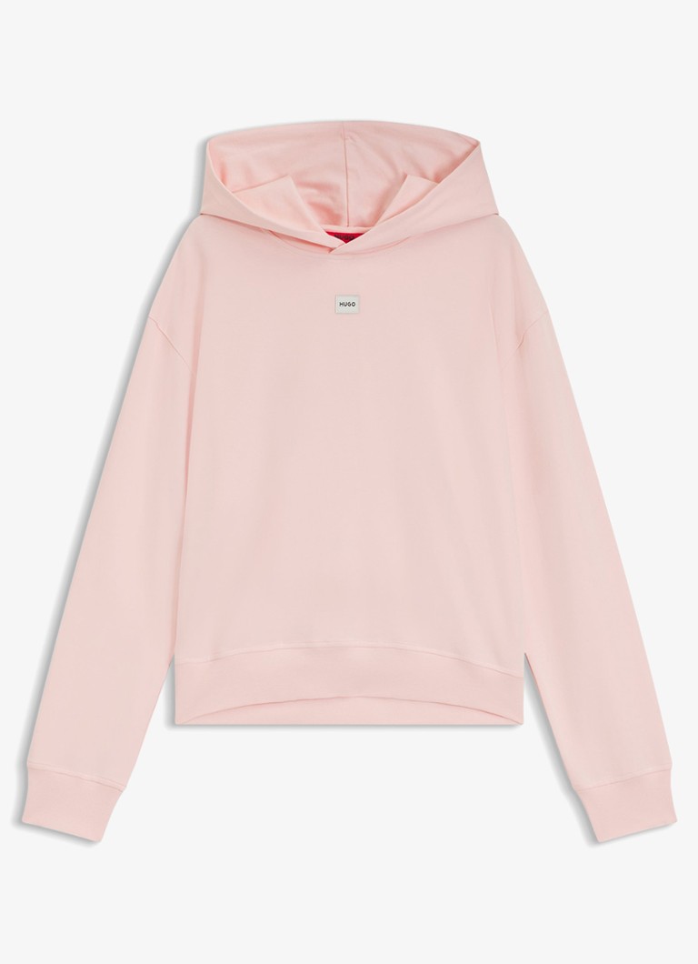 HUGO Dames Lounge hoodie met logo in de kleur Lichtroze