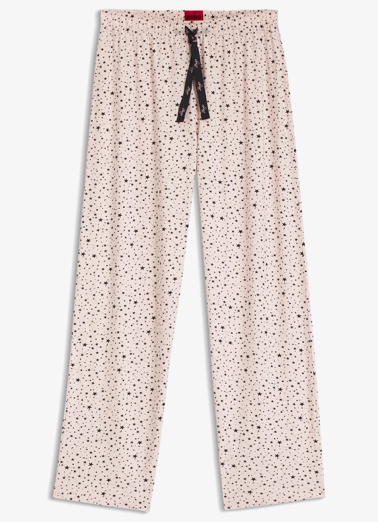 HUGO Dames Pyjamabroek van stretchjersey met all-over print in de kleur Oudroze