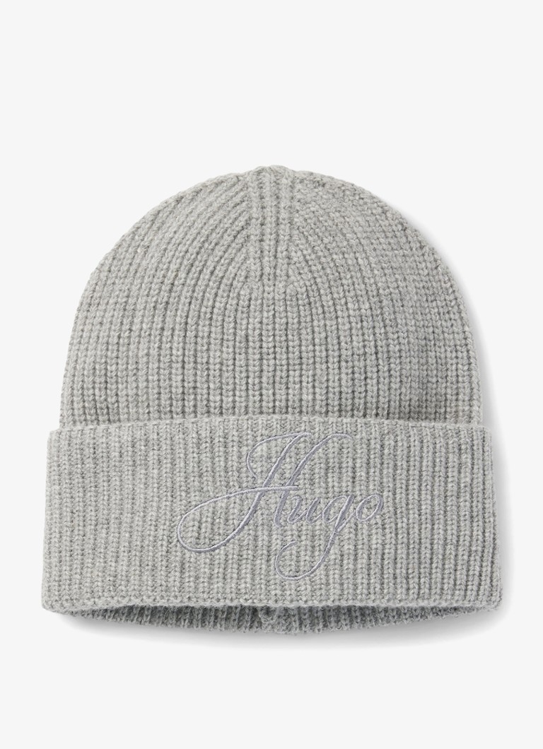 HUGO Dames Muts van wol in de kleur Open Grey-078 / Grijs