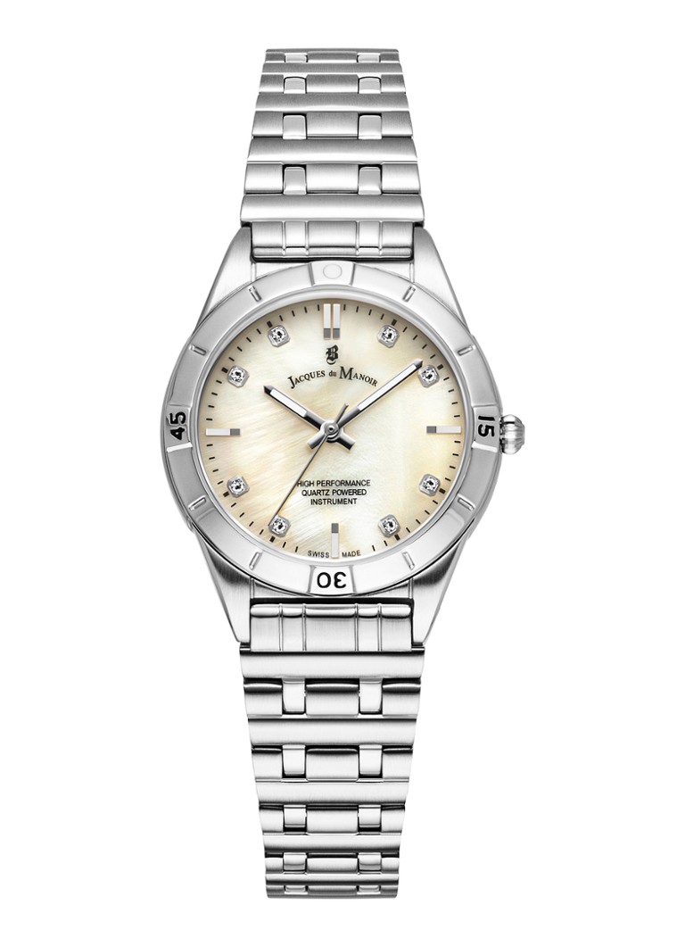 Jacques du Manoir Dames Leonie horloge JWL0590 in de kleur Zilver / Wit - JWL05901, maat: 29mm