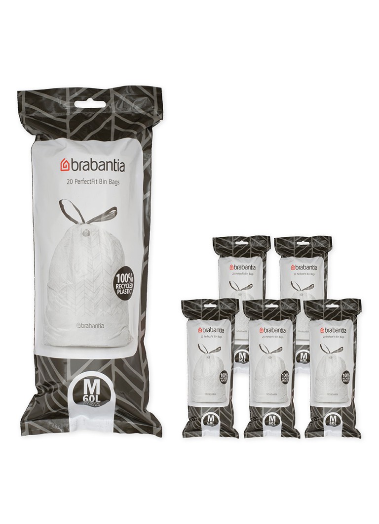Brabantia PerfectFit vuilniszak code M 60 liter 6 x 20 stuks Wit - Deal