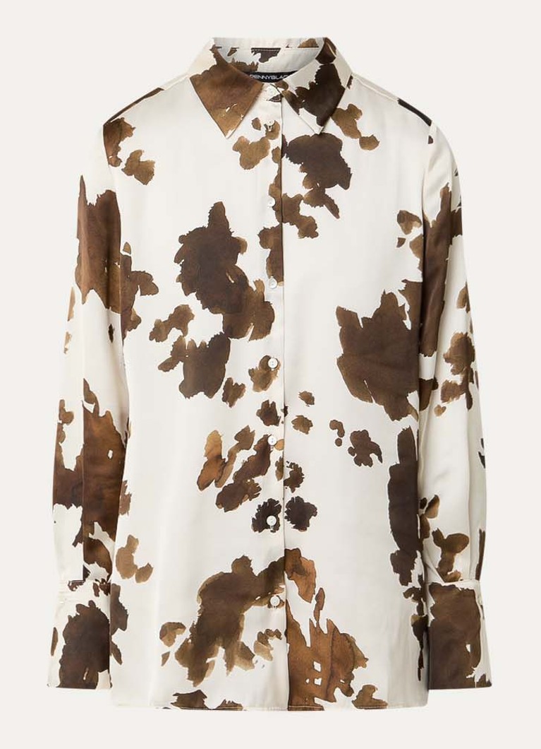 Pennyblack Dames Balpe blouse van satijn met print in de kleur Hazelnootbruin