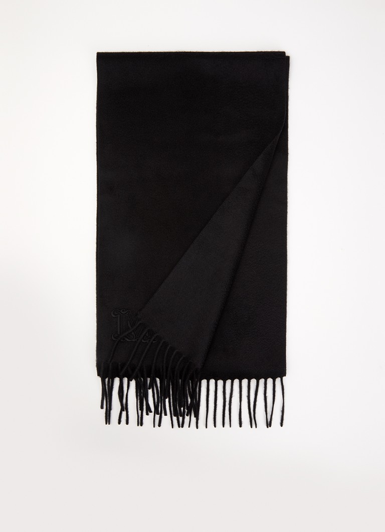MaxMara Dames Dalia sjaal van kasjmier met franjes 190 x 30 cm in de kleur Zwart