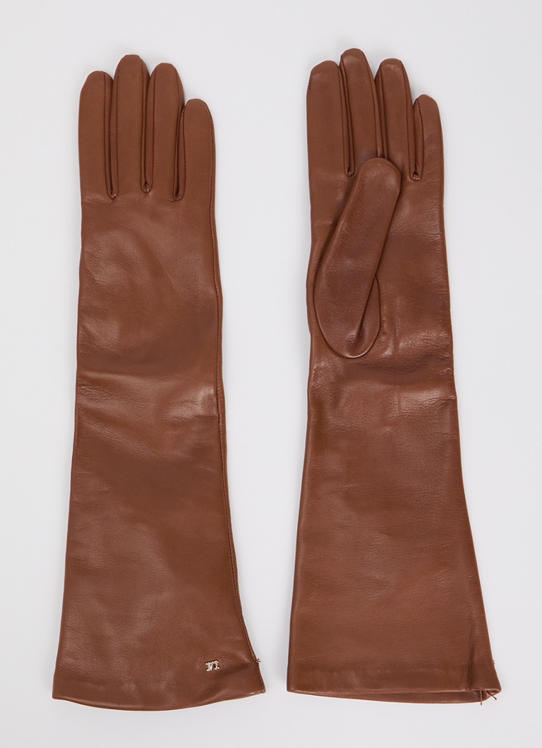 Max Mara Dames Afidee handschoenen van lamsleer in de kleur Roestbruin
