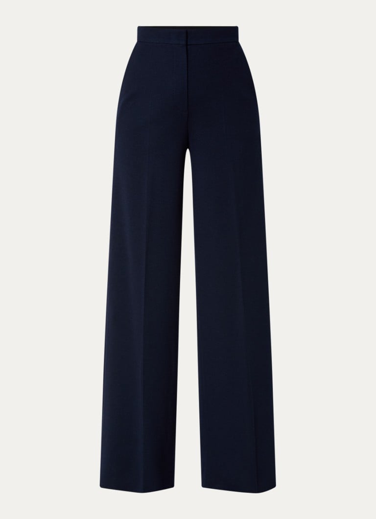 MaxMara Dames Corea high waist wide fit pantalon in scheerwolblend met steekzakken in de kleur Donkerblauw