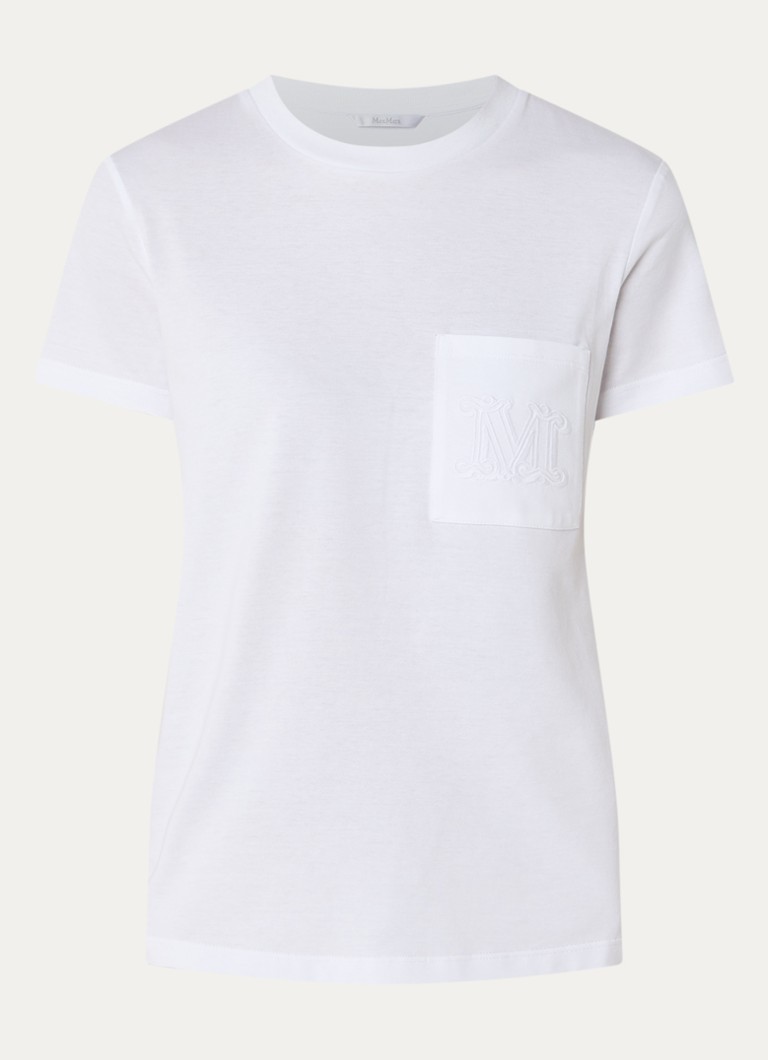 MaxMara Dames Papaia T-shirt met logoborduring in de kleur Wit