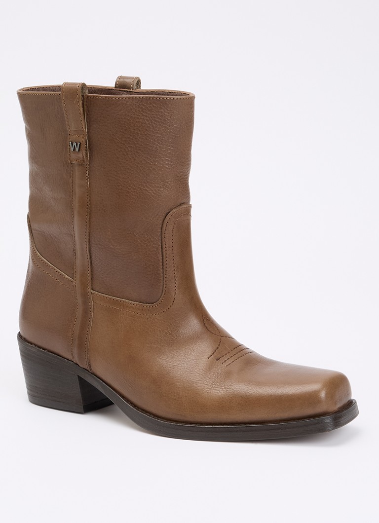 MaxMara Dames Ranch enkellaarsje van leer in de kleur Lichtbruin