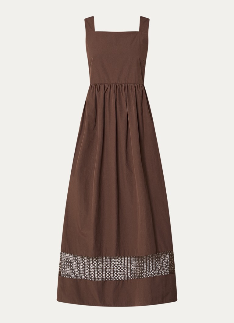 MaxMara Dames Gola midi jurk met opengewerkt dessin in de kleur Bruin