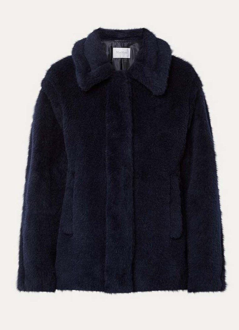 MaxMara Dames Fuggito mantel in scheerwolblend met steekzakken in de kleur Donkerblauw