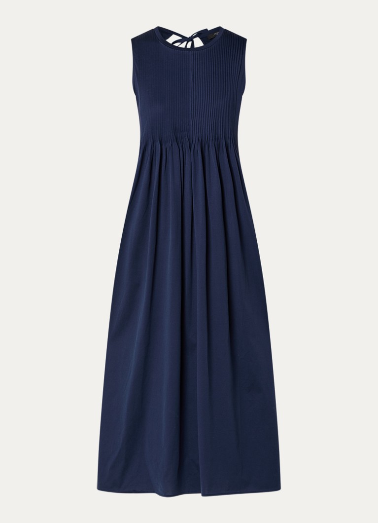 MaxMara Dames Ricordo midi jurk met smockwerk in de kleur Donkerblauw