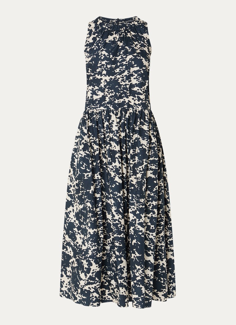 MaxMara Dames Teresa midi jurk met print in de kleur Donkerblauw
