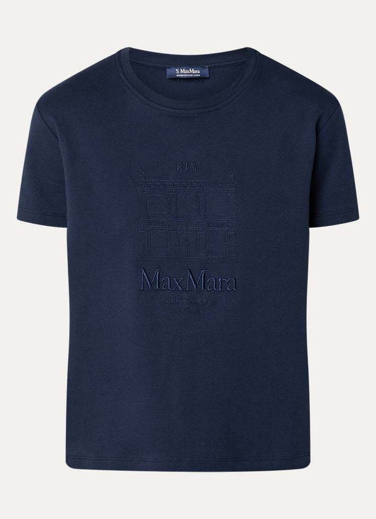 MaxMara Dames Bella T-shirt met logoprint in de kleur Donkerblauw