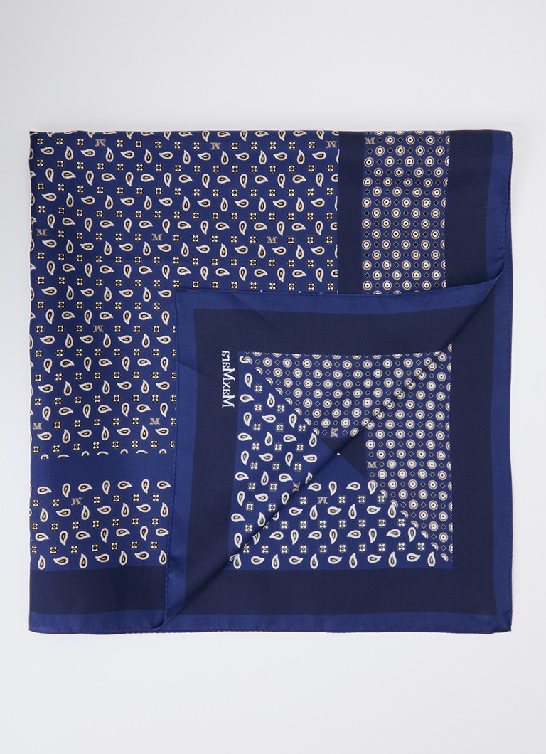 MaxMara Dames Carre sjaal van zijde 89 x 89 cm in de kleur Donkerblauw