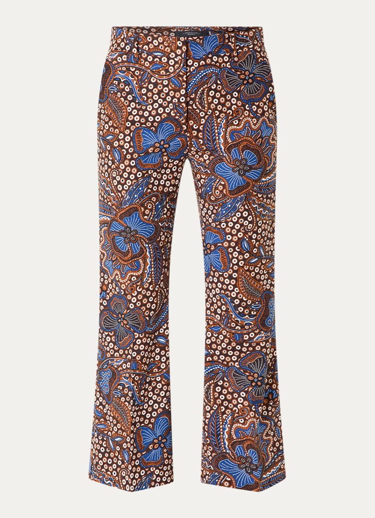 MaxMara Dames Mid waist straight fit broek met bloemenprint in de kleur Cognac