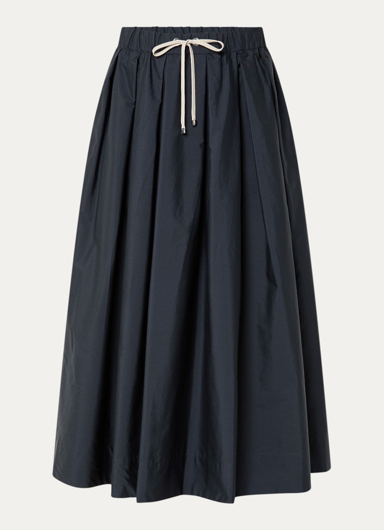 MaxMara Dames High waist midi rok met trekkoord in de kleur Staalblauw