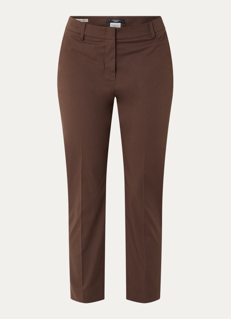 MaxMara Dames Cecco high waist straight fit cropped pantalon met steekzakken in de kleur Bruin