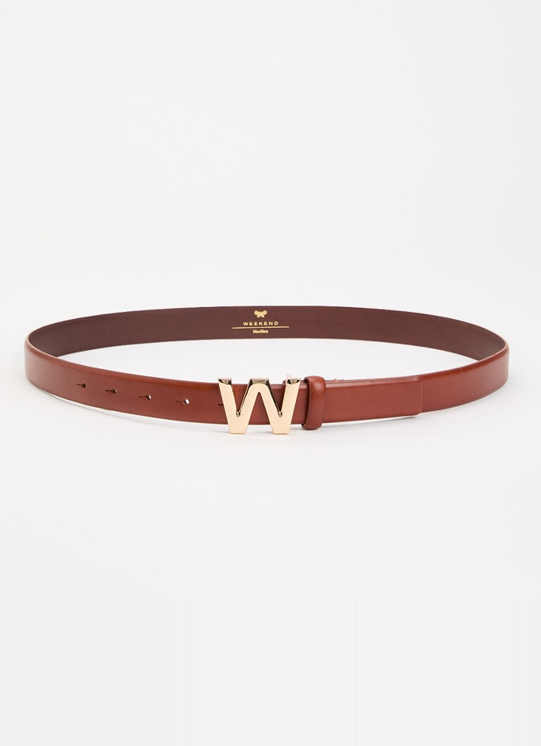 MaxMara Dames Riem van leer in de kleur Kastanjebruin