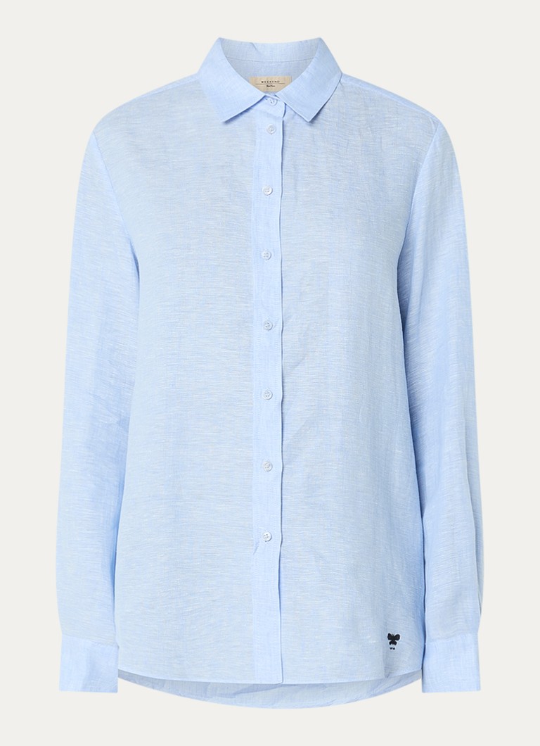 MaxMara Dames Werner blouse van linnen in de kleur Lichtblauw